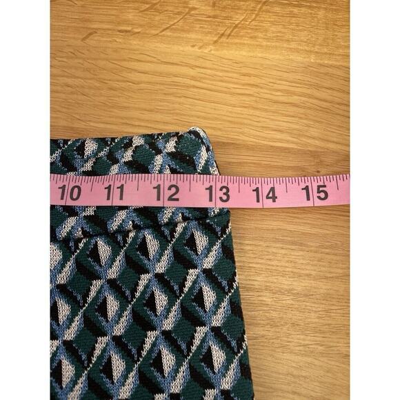 Zara Pants Womens Size S Blue Green Textured Knit Print Pull On Retro Artsy - Picture 5 of 6